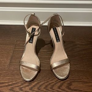 Steven By Steve Madden Rykie Gold Leather High-Heel Sandals 7.5